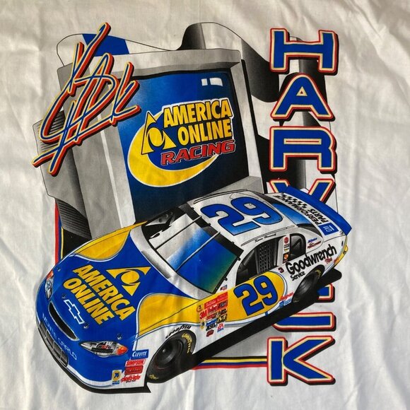 Vintage Kevin Harvick #29 NASCAR America Online AOL Racing T-Shirt Size 2XL - Picture 2 of 9